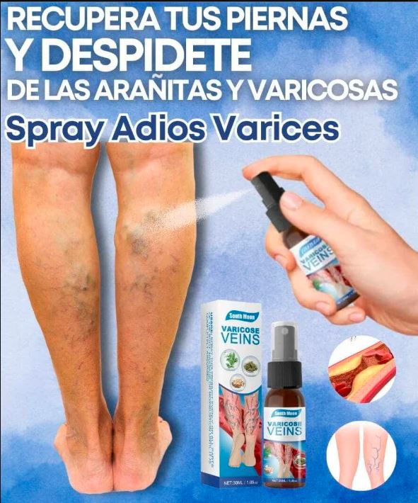 Spray Adiós Venas para Varices y Arañitas | Alivio de Piernas Pesadas, Refrescante y de Absorción Rápida