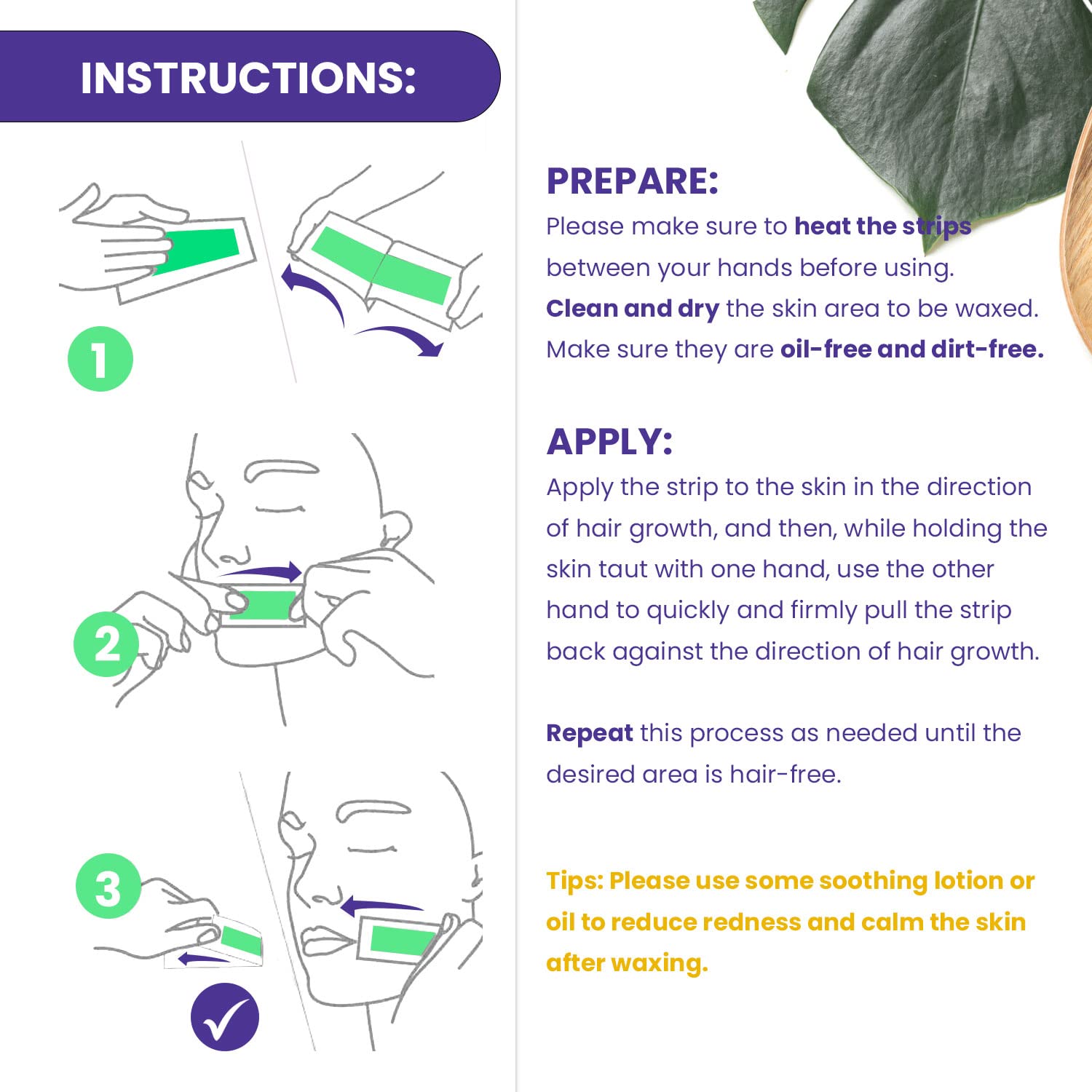 MEOLY Wax Strips for Hair Removal 64PCS