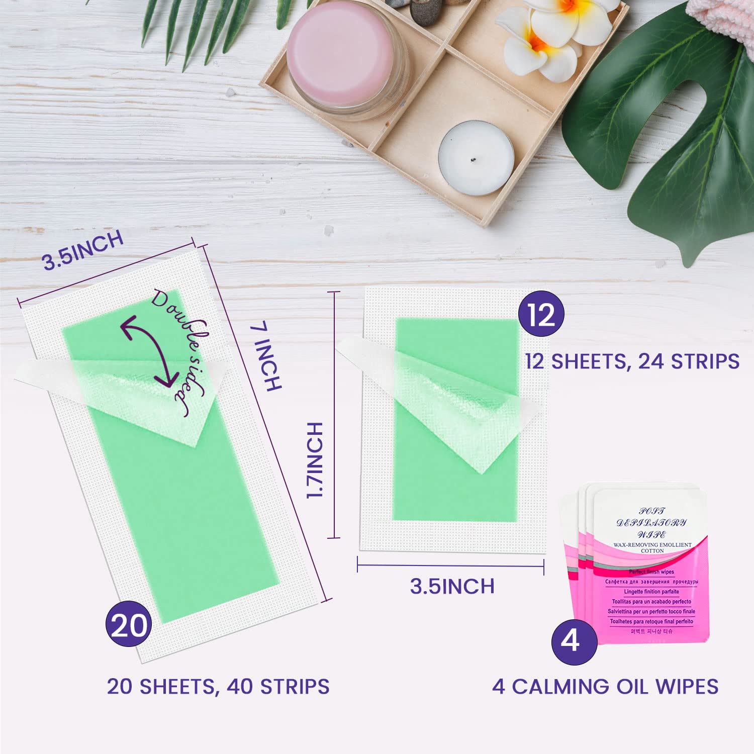 MEOLY Wax Strips for Hair Removal 64PCS