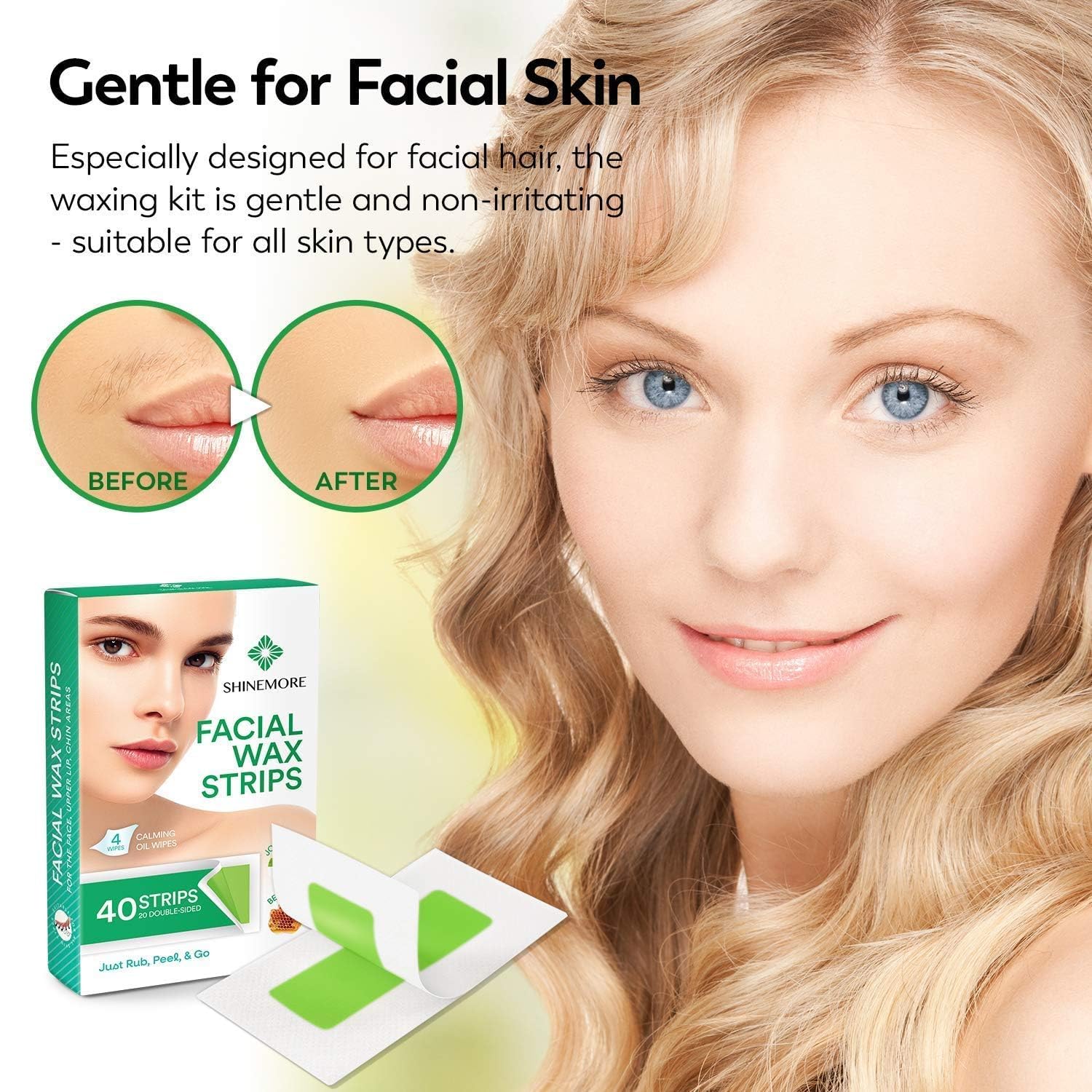 SHINEMORE Facial Wax Strips 40PCS