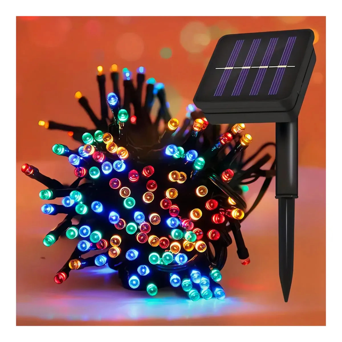 Luces de Navidad LED (20 Metros) Alimentadas por Panel Solar | Decoración Exterior Impermeable IP65