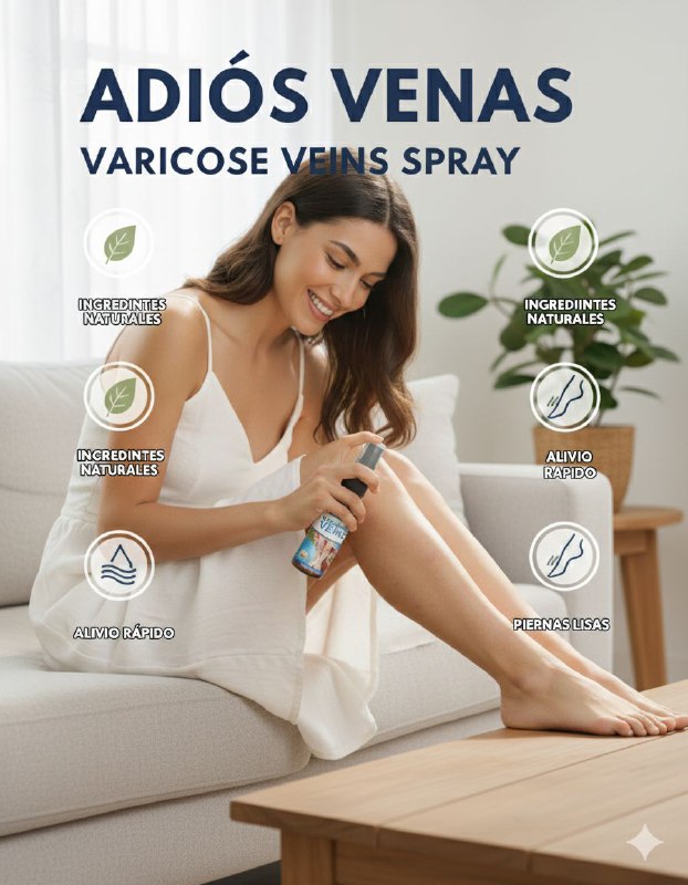 Spray Adiós Venas para Varices y Arañitas | Alivio de Piernas Pesadas, Refrescante y de Absorción Rápida